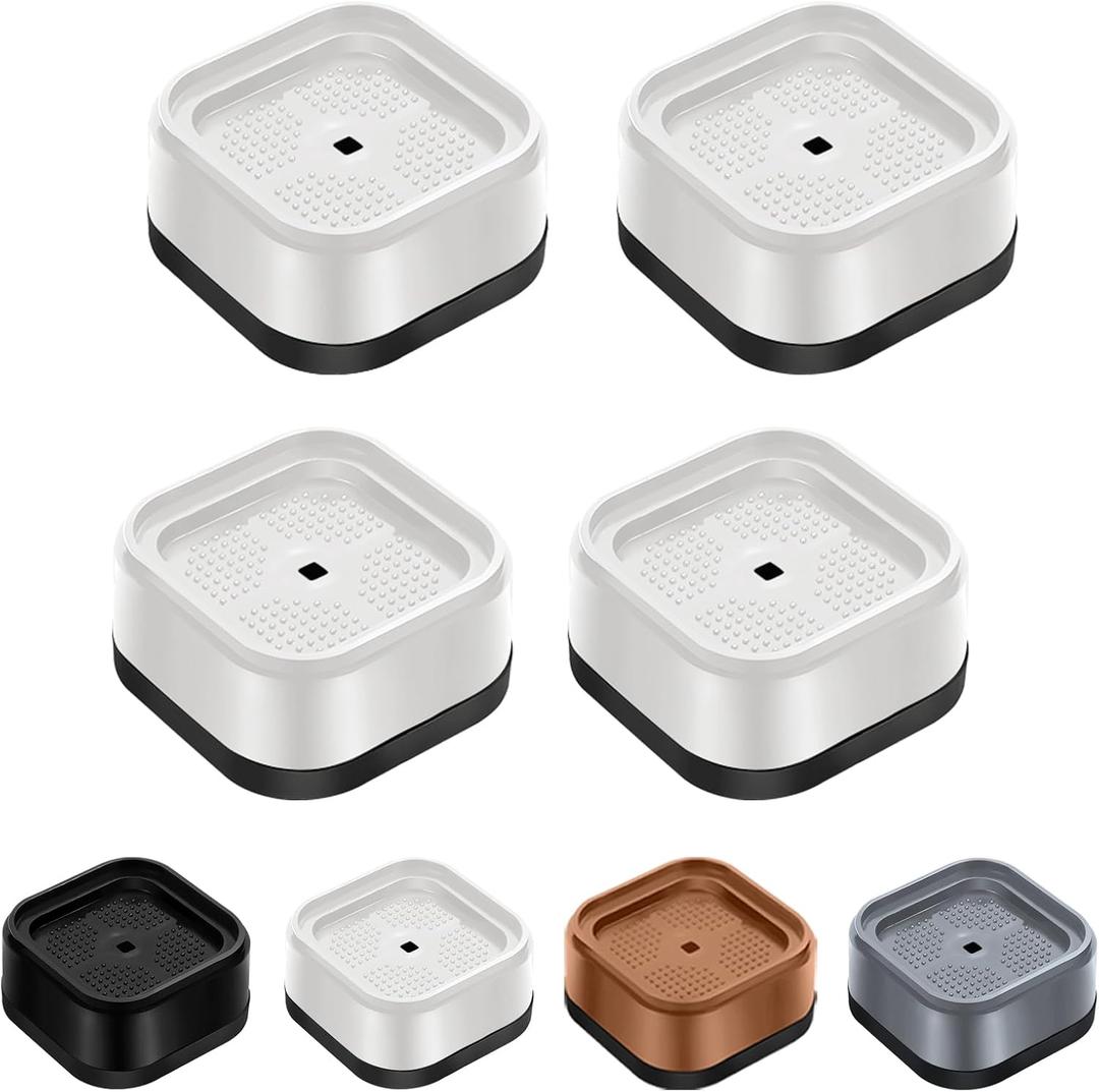 shouwuhho 4 Pack Furniture Risers Adjustable Bed Risers Heavy Duty Lifts Height 1", Square Stackable Bed Risers 1, 2 or 3 Inch for Desk Leg Table Couch Sofa Chair Bed Frame Legs Dorm, White