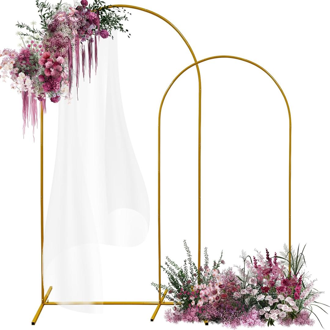 Arch Backdrop Stand Set of 2, 7.2FT 6FT Metal Gold Wedding Arch Frame Balloon Stand for Birthday Party Baby Shower Ceremony Decoration