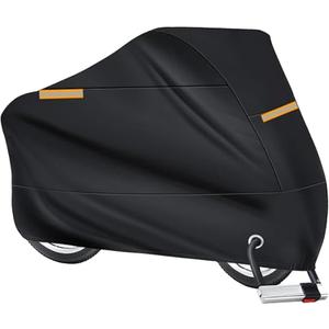 Large Motorcycle Cover Waterproof Outdoor with Reflective Strips,Heavy Duty Motorcycle Covers Fits up to 96" Long with Storage Bag & Lock-Holes,Universal Motorcycle Rain Cover (XXL)