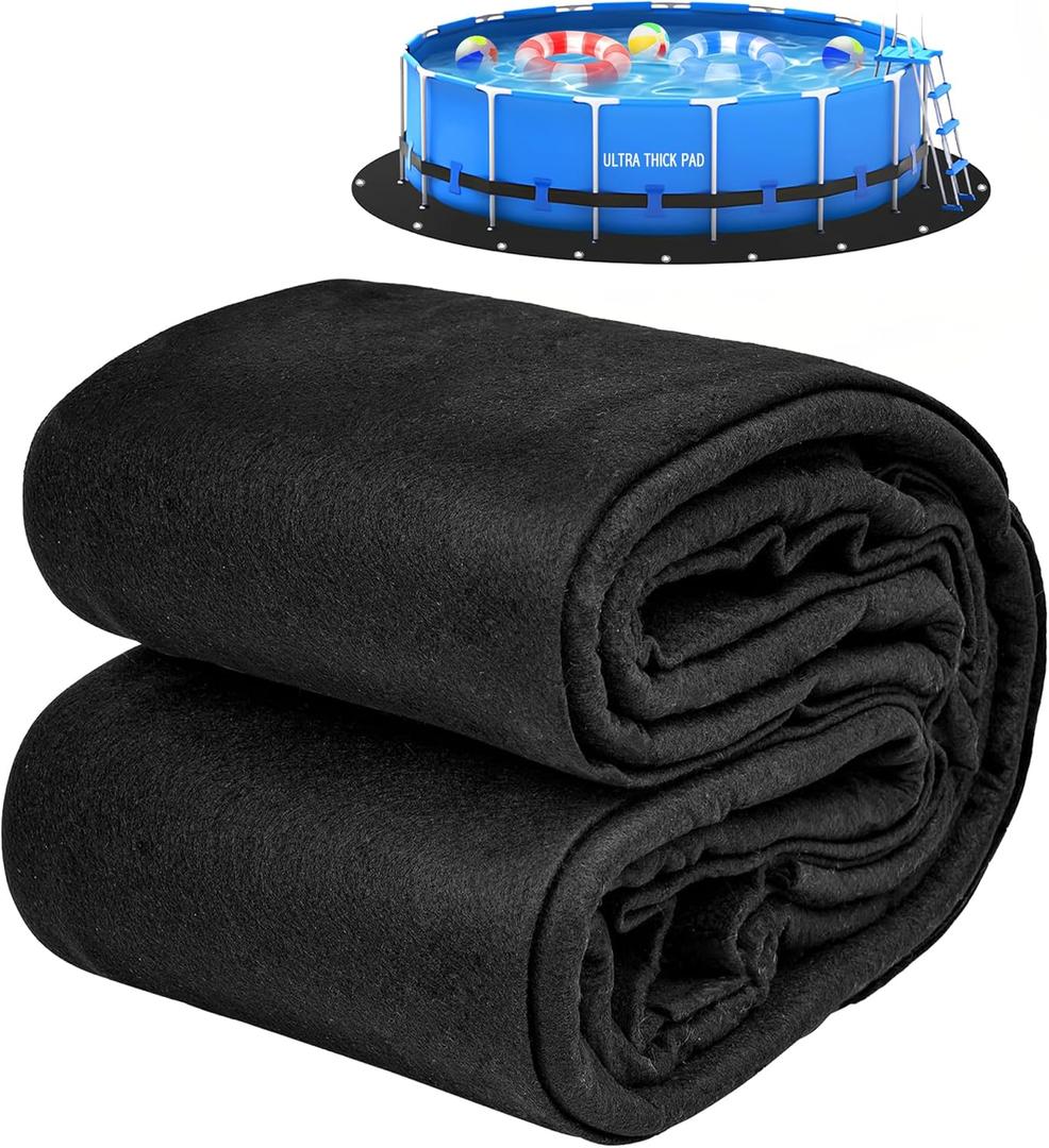 300G/M Thicker Round Pool Pads for Above Ground Pool, Under Pool Pad Round, Above Ground Pool Liners Round with Metal Grommets, Under Pool Mats to Prevent Punctures Pool Tarp (15 FT)