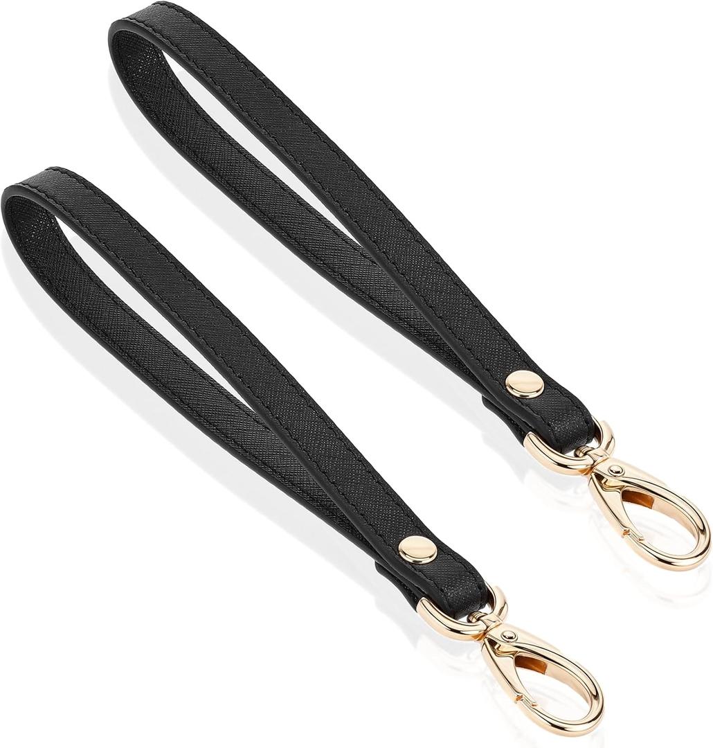 Leather Wristlet Strap, Wrist Lanyard Hand Strap Replacement for Wallet Purse Clutch Pouch Phone ID Badge, Gold Buckle