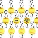 12PCS Softball Bag Fence Hooks, Metal Backpack Hooks with Writable Acrylic Board, Sports Fence Pocket Hook to Hang Baseball Bags, Water Bottles and Hats (Yellow12P)