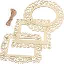 OSALADI 3pcs DIY Wooden Window Grille Pendants Rustic Picture Frames Unfinished Wood Slices Handmade Hanging Ornament Paper Photo Frames