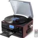 LoopTone 10 in 1 Bluetooth in/Out Record Player 3 Speed Vinyl Vintage Turntable CD Player Cassette AM/FM Radio 2 Built in Speaker USB/SD Recorder Aux-in RCA Line-Out