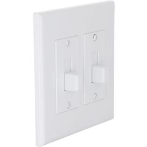 TayMac 2672W 2-Gang MASQUE Decorator Cover, Toggle, White