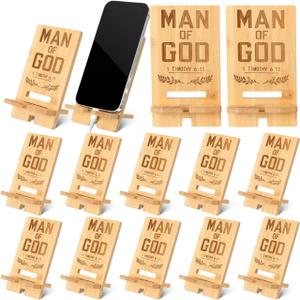 Ripeng 10 Pcs Fathers Day Dad Man Gifts Bulk for Church Bamboo Phone Stand for Employee Desk Office Workers Thank You Gift for Team Coworkers Staff Volunteer Teacher Week Colleagues