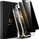 UNBREAKcable Privacy Screen Protector for iPhone 16 Pro Max, Anti-Spy Shatterproof Tempered Glass [True 28Anti Spy] [9H Hardness] [Easy Installation Frame] Black Protector for iPhone 6.9" - 2 Pack