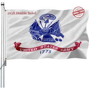 US Army Flag 2x3 Outdoor Double Sided- Heavy Duty United States Army Military Flags -American White 1775 Army Flags Banner with 2 Brass Grommets 4 Rows Stitched