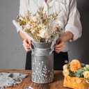 Vintage Galvanized Metal Milk Can, Farmhouse Rustic Flower Pitcher Vase, Decorative Floral Milk Jug Vase for Home Dcor, 10.8H