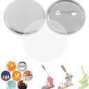 BEAMNOVA 100 Sets 58mm / 2.28 in (Approx. 2-1/4 inch) Metal Button Supplies Blanks, for Round Pin Maker Machine, Matte Metallic Back, Hand Press Badge Making Parts