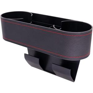 Car Cup Holder Seat Gap Organizer, Multifunctional Cup Drink Holders with PU Leather Cover,Side Insert Center Console Gap Filler Storage Box for Mug Bottle CellPhones Keys Coffee Coasters Cards (black)