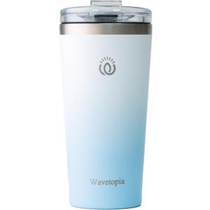 Insulated Coffee Mug with Lid, Reusable Stainless Steel Travel Coffee Cup, 16 Oz Double Wall Vacuum Spill Proof Tumbler Cups for Men and Women Hot & Cold DrinksSky