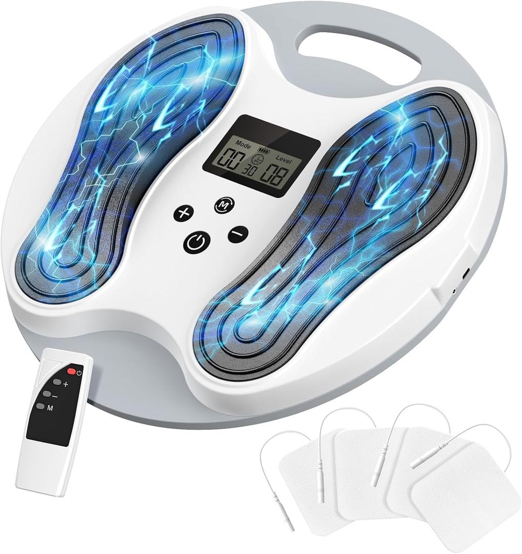 EMS Foot Massager for Neuropathy, NEMS Feet Massager for Pain Relief & Plantar Fasciitis and Improve Circulation, Electric Muscle Foot Stimulator for Neuropathy with 4 TENS Unit Muscle Stimulator Pads