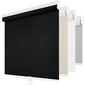 ChrisDowa Cordless Blackout Roller Shades for Windows, Thermal Insulated UV Protection Pull Down Shades, Total Blackout Window Blinds for Home, Office, Bedroom, Door (72" W x 72" H, Black)
