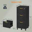 HOOBRO 3 Drawer File Cabinet with Lock, Mobile Filing Cabinet for Home Office, Wooden Farmhouse Office Storage Cabinet, Printer Stand Fits Letter and A4 Size, Black BK93WJ01, 15.7"L x 15.7"W x 37"H