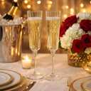 Jingmore 48 Pcs Plastic Ribbed Champagne Flutes With Stem, 6.4 oz Clear Vintage Disposable Champagne Glasses for Wedding Birthday Anniversary (Clear)