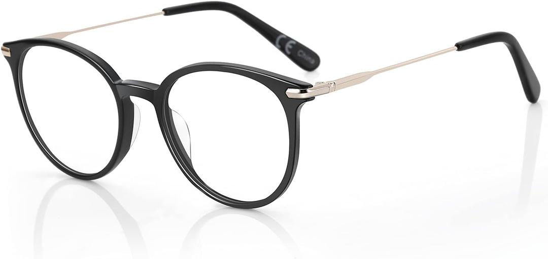 ZENOTTIC Round Optical Glasses Transparent Frame Clear Lens Eyewear Non-prescription Eyeglasses for Women (Black)