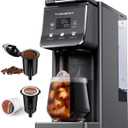 K Cup Coffee Maker With Bold Setting, Single Serve Hot & Iced Coffee Maker for K-Cup and Grounds, 52oz Removable Water Tank, 6 to14oz Brew Sizes, Pod Coffee Machine With Reusable Filter, Gray