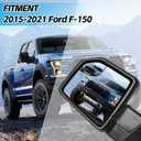 Right Side Door Mirror Fits 2015-2021 F150 Mirror with Power Adjustable and Heated Glass,LED Turn Signal Light and Puddle Lights, Width Light,Outdoor Temperature Sensor,Manual Folding (11Pins)