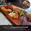 Acacia Charcuterie Board with Natural Live Edge & Round Handle - Wood Cheese Board - Decorative Wooden Serving & Cutting Board - Housewarming, Mothers Day, New Home & Wedding Gifts (XL - 24 x 10)