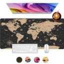 Gaming Mouse Pad for Desk, Vintage World Map Office Large Desk Mat, 31.5x11.8Inch Long Computer Keyboard Mousepad with Non-Slip Base and Stitched Edge, Gifts for Him
