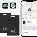 Android Wallet Tracker Card Rechargeable Air Tags-2 Pack, Works with Google Find Hub App (Only Android), Wireless Charge, IP68 Waterproof, for Keys. Luggage, Suitcase, Backpack (Black)