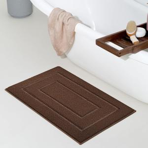 GRANNY SAYS Bathroom Rugs Non Slip 24" x 16", Bath Mats for Bathroom, Super Soft and Water Absorbent, Microfiber Washable Bath Rugs for Shower Room Floor, Tub, Brown (16" x 24")