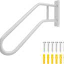 25 Inch Heavy Duty White Metal Stair Railing Outdoor - Garage, Porch, Garden Steps Rails, U-Shaped Powder Coated Hand Rails for Seniors, Indoor Staircase Handrail