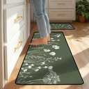 BSFHH Set of 2 Kitchen Rugs - 17"x47"+17"x30" Kitchen Mats for Floor Washable Non Slip Front Door Mat Floor Rug for Home Kitchen Decorations, Sink, Office, Laundry (Grass)