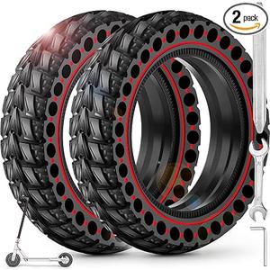 BANGTING 2PCS Upgrade 50/75-6.1 Electric Scooter Solid Tires, 8.5x2.0 Tires Tubeless for Gotrax GXL V2/XR/APEX, 8 1/2 x2 Tire Replacement for Hiboy S2, Xiaomi 3 Lite/3/Pro 2/1s/M365 (Red)