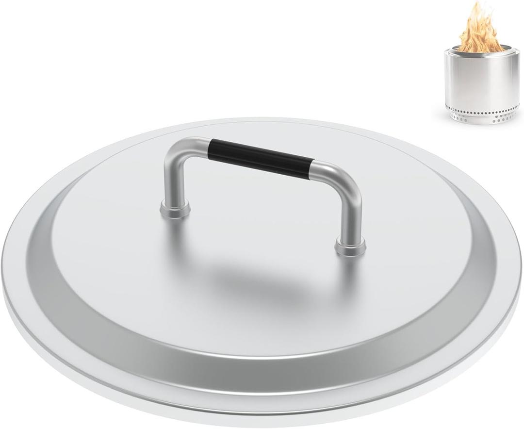 DcYourHome Fire Pit Lid for Solo Stove Bonfire Accessories 19.5" Bonfire Fire Pit Cover, Stainless Steel Solo Stove Lid Bonfire 2.0 Shield with Handle for Other Outdoor Fire Pits (Silver)