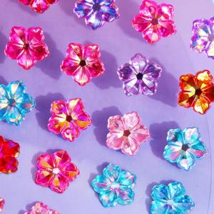 Gem Stickers for Kids Shiny Self Adhesive Stick On Rhinestones Sparkle Jewel Diamond Glitter 3D Gemstones Flower Bling Decorative Plastic Material for Craft Supplies(196Pcs, 7 Sheets)