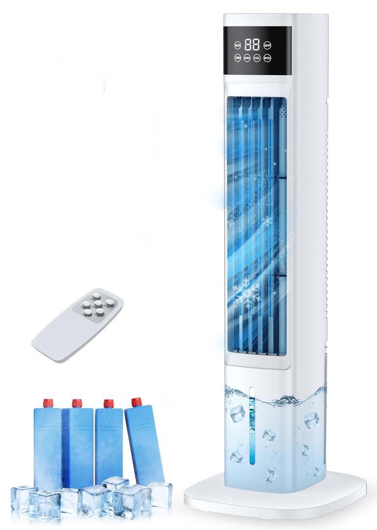 Portable Air Conditioners for Room, 3-in-1 Evaporative Air Cooler, Fast Cooling Portable AC Unit/24H Timer, Remote Oscillating Tower Fan, 4 Modes 3 Speeds, Quiet Swamp Cooler for Bedroom Office