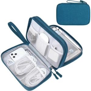 FYY Electronic Organizer, Large Travel Cable Organizer Bag Pouch Electronic Accessories Carry Case Portable Waterproof Double Layers All-in-One Storage Bag for Cable, Cord, Charger, Phone, Dark Green