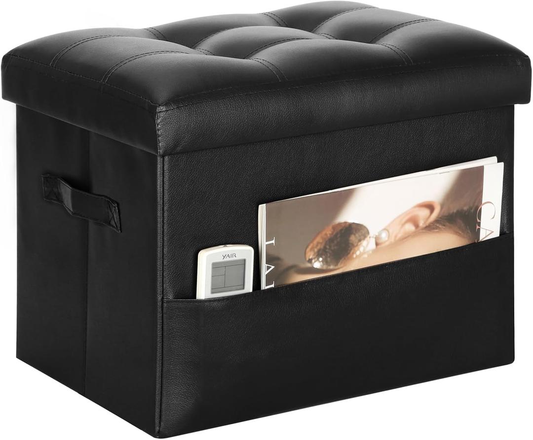 BelugaHelper Storage Ottoman Foot Rest with Thicker Foam Padded Seat, Black, 17"D x 13"W x 13"H