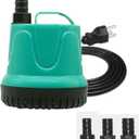 Upettools Submersible Water Pump, Ultra Silence Circulation Multifunctional Water Pump with Handle For Pond, Aquarium, Hydroponics, Fish Tank Fountain with 4.6ft (1.4M) Power Cord(220GPH,25W) Green