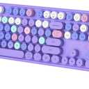Colorful Wireless Bluetooth Keyboard, 2.4G & Dual Bluetooth Multi-Device, Typewriter Retro Round Keycaps 104 Keys Full-Size for PC Laptop Tablet Phone (Purple)