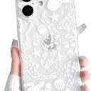 NITITOP Compatible with iPhone 16 Plus Case Clear Cute Shell Whale Sea Ocean Animal Pattern for Women Girls Full Camera Lens Slim Shockproof Protective Phone Cover - White Turtle