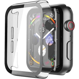 Misxi 2 Pack Hard PC Case with Tempered Glass Screen Protector Compatible with Apple Watch SE 3 (2025) SE 2 SE Series 6 Series 5 Series 4 44mm, Scratch Resistant Overall Protective Cover for iWatch, Clear