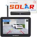 TECXERLLON Backup Camera, Solar Wireless Backup Camera with 5" 1080P Monitor, Vehicle Backup Cameras with 5000mAh Solar Battery, IP69K Waterproof Rear View Camera for Car, Van, SUV, Truck, Trailer