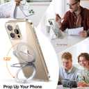 TORRAS Crystal Clear for iPhone 16 Pro Case Magnetic Stand,[Compatible with MagSafe][Flexible Stable Stand]Mil-Grade Protection Transparent Slim Anti-Yellowing Anti-Scratch Ring Kickstand 6.3", Ostand