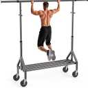 TigerParty Clothes Rack, Clothing Racks for Hanging Clothes, Rolling Garment Rack, Adjustable Free Standing Clothes Organizer with Wheels, Space-saving Design for Bedroom Laundry Living Room