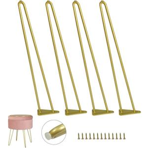 Hairpin Furniture Legs with Built-in Floor Protectors 16 Inches Gold End Table Chair Leg 4PCS DIY Projects for Home
