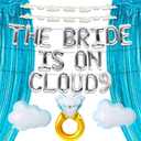 LaVenty Bride is on cloud 9 Balloons Bridal Shower Banner Decoration Backdrop The Bride Is On Cloud 9 Bachelorette Decoration (Silver 1)