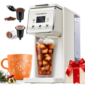 Coffee Maker Hot & Iced With Bold Setting,Single Serve Coffee Maker For K Cup And Grounds,52 Oz Removable Water Tank,6-14 Oz Brew Sizes,One Cup Kcup Coffee Machine With Reusable Filter, White