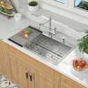 Mocoloo 32 Inch Drop In Kitchen Sink - 32 x 18 Inch Stainless Steel Kitchen Sinks Topmount 16 Gauge Single Bowl Above Counter Handmade Sink, 10'' Deep Basin, 32"x18"x10"