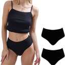 ORGANICKID Women's Organic Cotton High Waisted Underwear Full Briefs Soft Breathable GOTs Certified Ladies Panties pack of 2 (Black), S