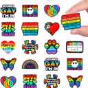 AnyDesign 12 Pcs Gay Pride Silicone Focal Beads Rainbow Love LGBT Lesbian Rubber Loose Beads for DIY Crafts Pen Keychain Making Accessories