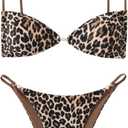 SOLY HUX Bathing Suit for Women Leopard Print Bikini Sets Two Piece Swimsuit (Small)