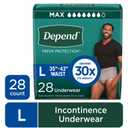 Depend Fresh Protection Adult Diapers, Incontinence Underwear for Men, Disposable, Maximum, Large, Grey, 17 Count